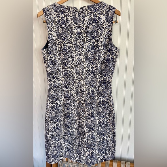 Skies Are Blue Dress Size Medium Navy and White Linen and Cotton - Picture 7 of 8